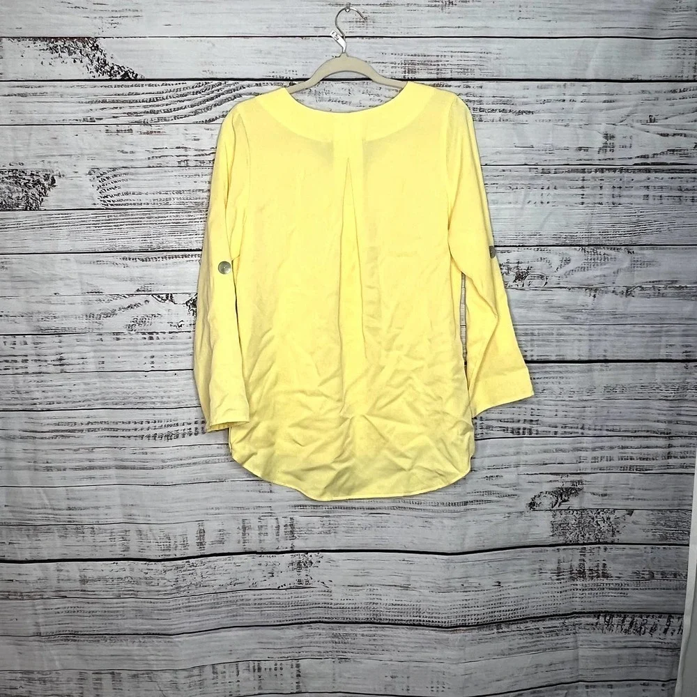 Soft Surroundings Fairmont Tunic Top Roll Tab Sleeve V-Neck Yellow Women's SM - Picture 4 of 4